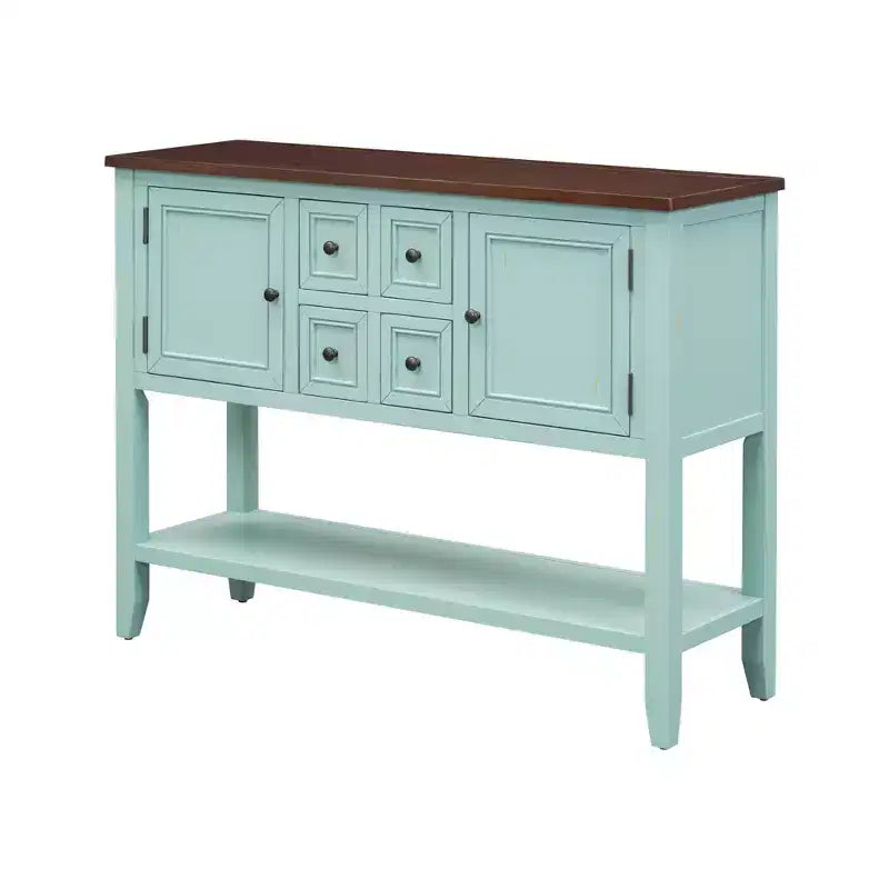 Console vintage Whisen avec quatre petits tiroirs et une étagère inférieure pour les salons, les entrées et les cuisines