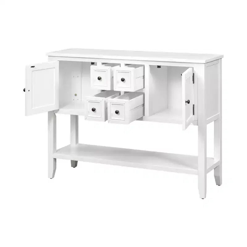 Console vintage Whisen avec quatre petits tiroirs et une étagère inférieure pour les salons, les entrées et les cuisines