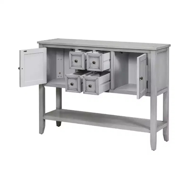 Console vintage Whisen avec quatre petits tiroirs et une étagère inférieure pour les salons, les entrées et les cuisines