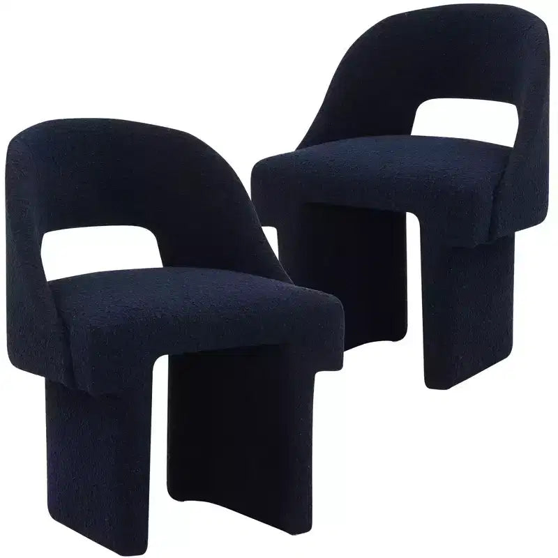LeisureMod Quell Modern Side Boucle Accent Chairs Set of 2  Stylish Cozy Upholstered Seats with Curved Backs for Living Room, Bedroom, or Lounge