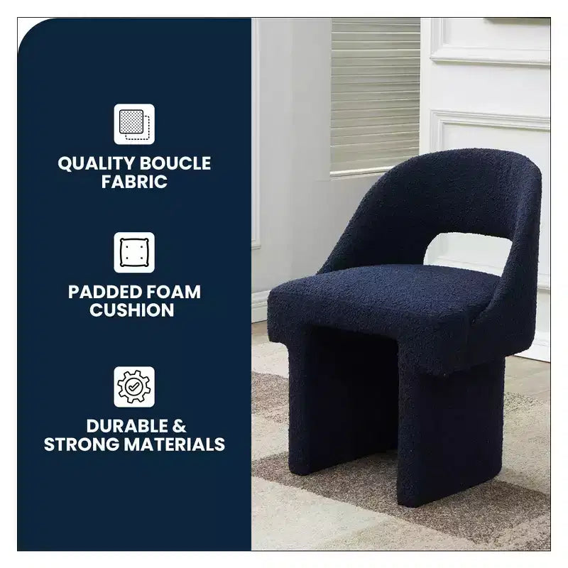 LeisureMod Quell - Ensemble de 2 fauteuils d'appoint modernes en boucle - Sièges élégants et confortables avec dossiers incurvés pour salon, chambre ou lounge