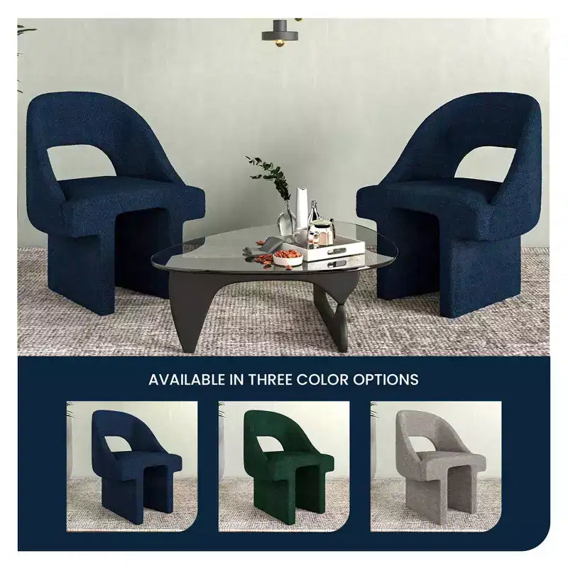 LeisureMod Quell - Ensemble de 2 fauteuils d'appoint modernes en boucle - Sièges élégants et confortables avec dossiers incurvés pour salon, chambre ou lounge