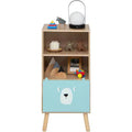Costway Kids Bookcase Toy Storage Organizer Children Storage Cabinet with 3 Slide Drawers 4 Cubes Wooden Bookshelf for Toddlers Classroom