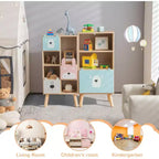 Costway Meuble de rangement pour enfants avec 3 tiroirs coulissants et 4 casiers Bibliothèque en bois pour tout-petits et salles de classe