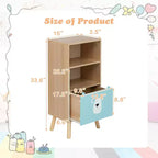 Costway Meuble de rangement pour enfants avec 3 tiroirs coulissants et 4 casiers Bibliothèque en bois pour tout-petits et salles de classe