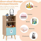 Costway Meuble de rangement pour enfants avec 3 tiroirs coulissants et 4 casiers Bibliothèque en bois pour tout-petits et salles de classe