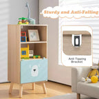 Costway Meuble de rangement pour enfants avec 3 tiroirs coulissants et 4 casiers Bibliothèque en bois pour tout-petits et salles de classe