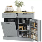 Meuble poubelle coulissant HOMCOM avec tiroirs, meuble de cuisine de style campagnard avec poubelle cachée pour la cuisine