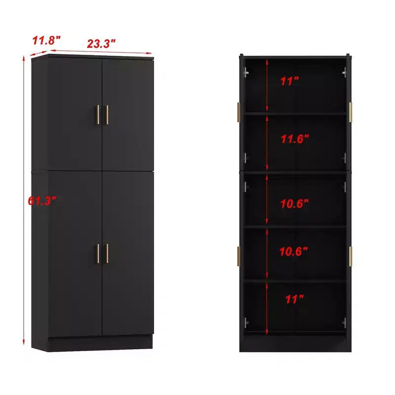 Famapy Meuble de cuisine à 5 étagères, meuble de rangement, 4 portes, étagères réglables