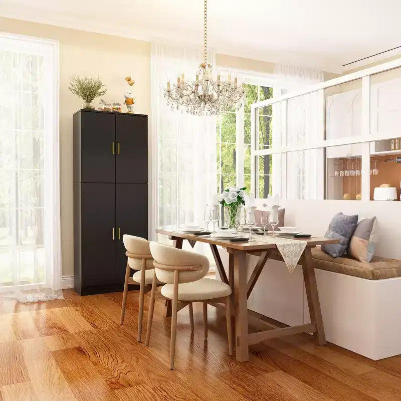 Famapy Meuble de cuisine à 5 étagères, meuble de rangement, 4 portes, étagères réglables