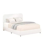 GDFStudio Ross 4-Drawer Storage Upholstered Queen Curved Stitched Bed with Adjustable Headboard Height, Ivory