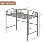 Lit mezzanine Garvee double, cadre de lit mezzanine en métal robuste avec garde-corps arqué et échelle de sécurité, gain de place, pas besoin de sommier tapissier, noir