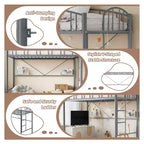 Lit mezzanine Garvee double, cadre de lit mezzanine en métal robuste avec garde-corps arqué et échelle de sécurité, gain de place, pas besoin de sommier tapissier, noir