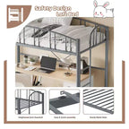 Lit mezzanine Garvee double, cadre de lit mezzanine en métal robuste avec garde-corps arqué et échelle de sécurité, gain de place, pas besoin de sommier tapissier, noir