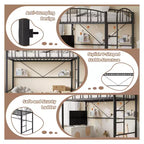 Lit mezzanine Garvee double, cadre de lit mezzanine en métal robuste avec garde-corps arqué et échelle de sécurité, gain de place, pas besoin de sommier tapissier, noir