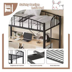 Lit mezzanine Garvee double, cadre de lit mezzanine en métal robuste avec garde-corps arqué et échelle de sécurité, gain de place, pas besoin de sommier tapissier, noir