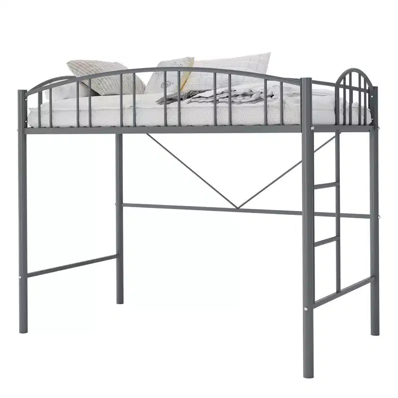 Lit mezzanine Garvee double, cadre de lit mezzanine en métal robuste avec garde-corps arqué et échelle de sécurité, gain de place, pas besoin de sommier tapissier, noir
