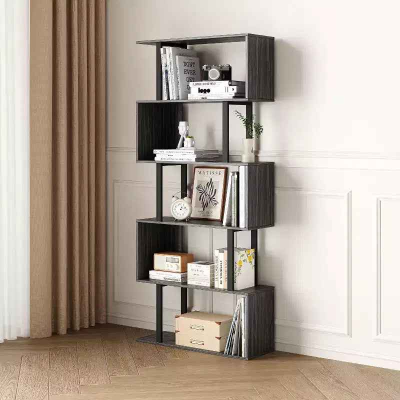 Étagères et bibliothèques industrielles rustiques de 168 cm à 6 niveaux avec rangement ouvert - Tree City