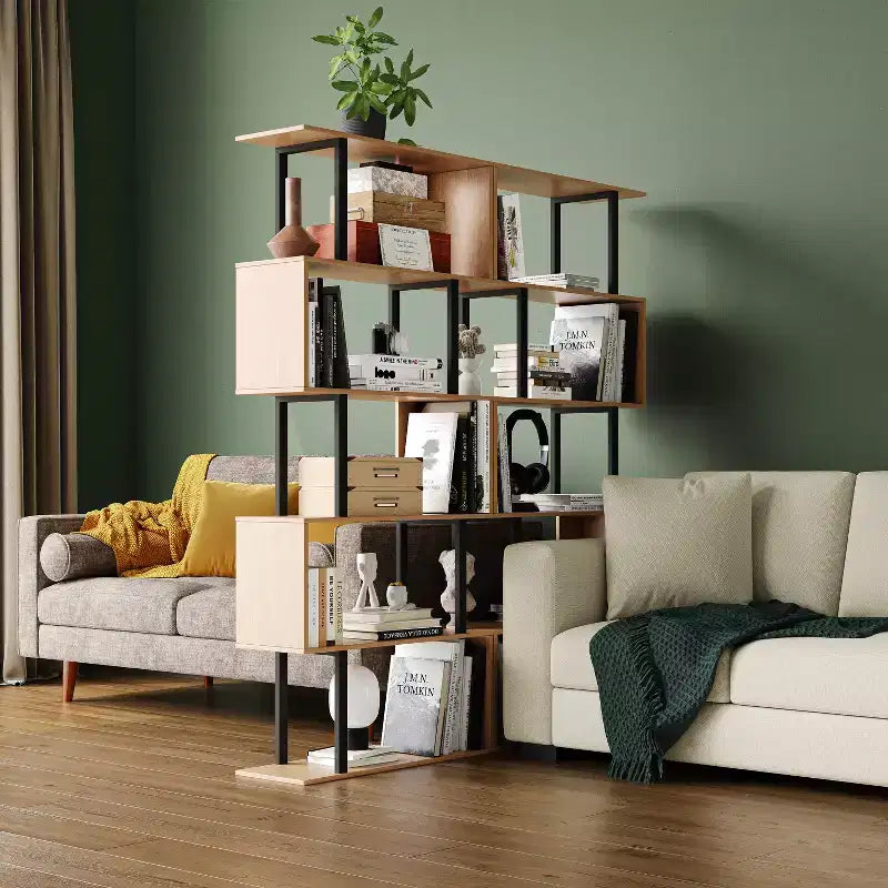 Étagères et bibliothèques industrielles rustiques de 168 cm à 6 niveaux avec rangement ouvert - Tree City