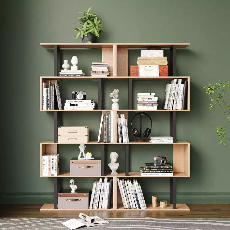 Étagères et bibliothèques industrielles rustiques de 168 cm à 6 niveaux avec rangement ouvert - Tree City