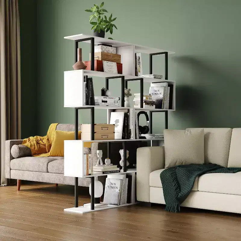 Étagères et bibliothèques industrielles rustiques de 168 cm à 6 niveaux avec rangement ouvert - Tree City