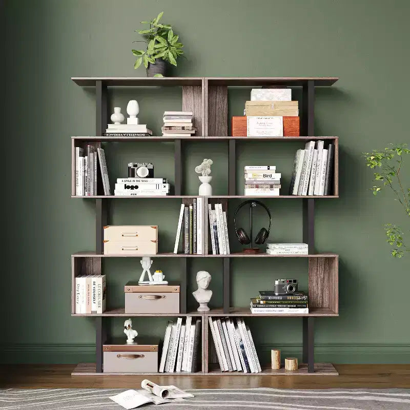 Étagères et bibliothèques industrielles rustiques de 168 cm à 6 niveaux avec rangement ouvert - Tree City