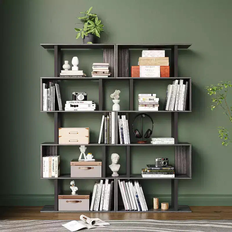 Étagères et bibliothèques industrielles rustiques de 168 cm à 6 niveaux avec rangement ouvert - Tree City