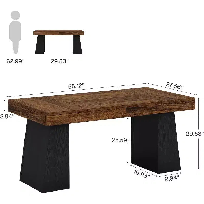 Bureau de direction Lantine de 140 cm avec double piètement trapèze