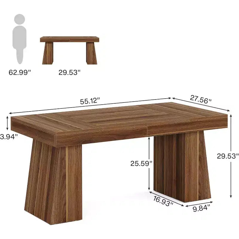 Bureau de direction Lantine de 140 cm avec double piètement trapèze