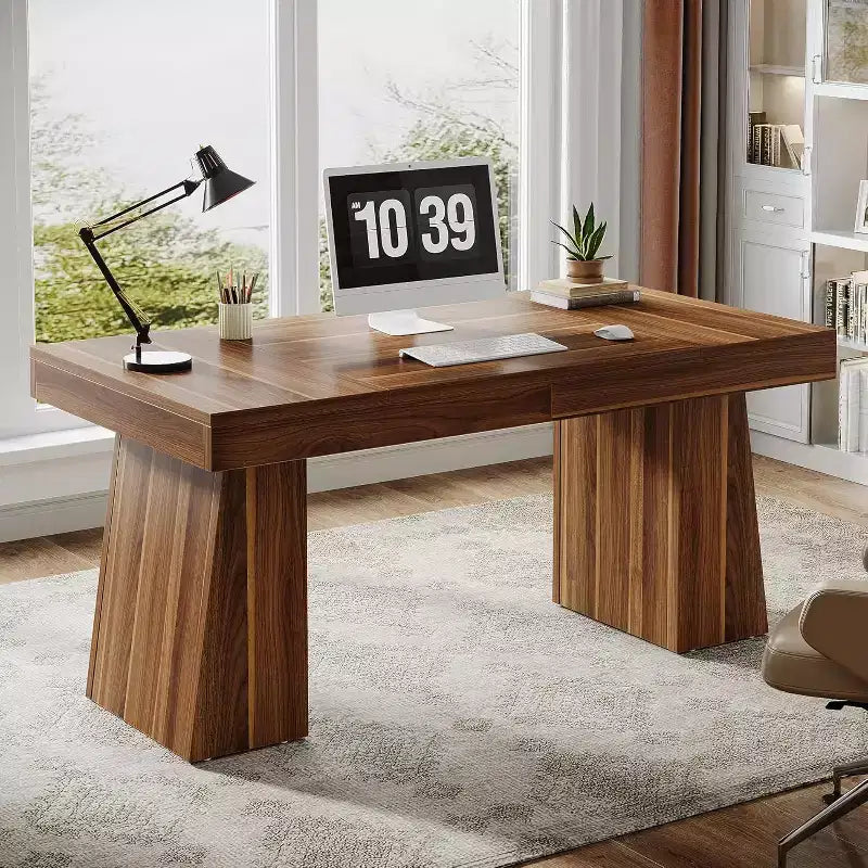 Bureau de direction Lantine de 140 cm avec double piètement trapèze
