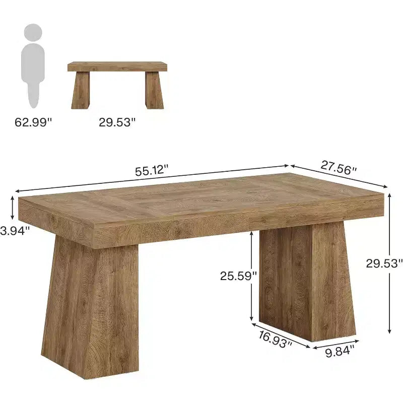 Bureau de direction Lantine de 140 cm avec double piètement trapèze
