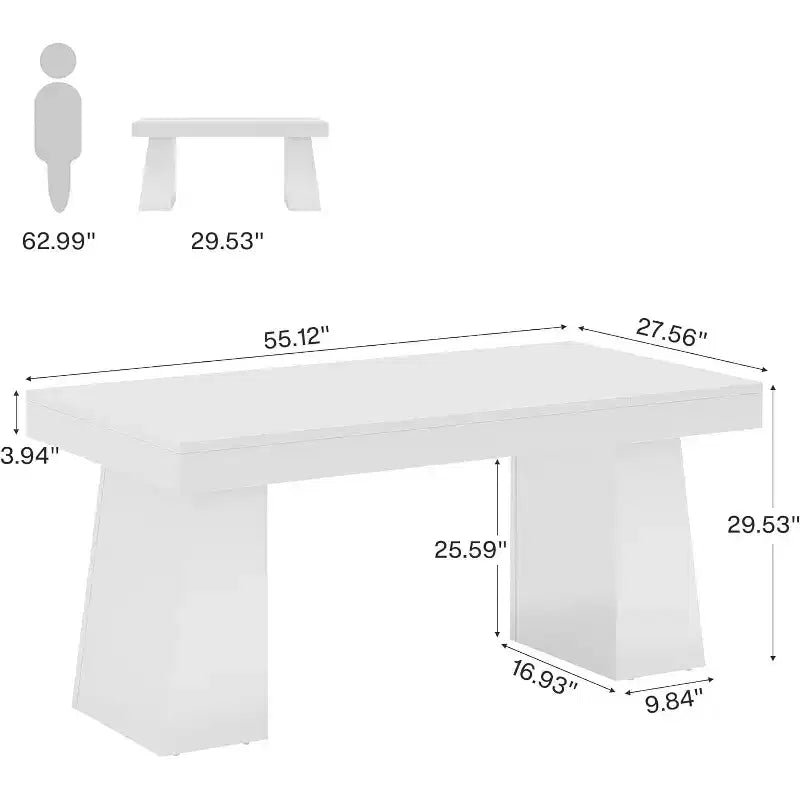 Bureau de direction Lantine de 140 cm avec double piètement trapèze