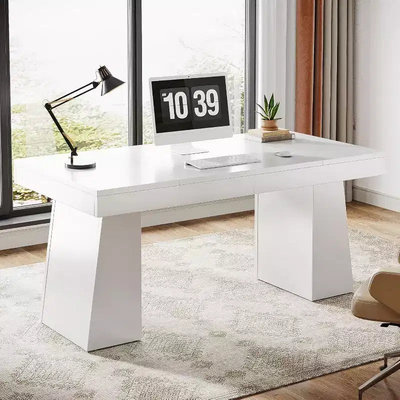 Bureau de direction Lantine de 140 cm avec double piètement trapèze
