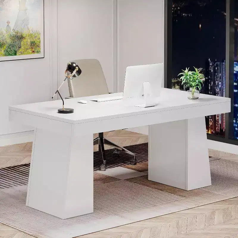 Bureau de direction Lantine de 140 cm avec double piètement trapèze