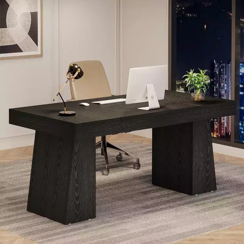 Bureau de direction Lantine de 140 cm avec double piètement trapèze