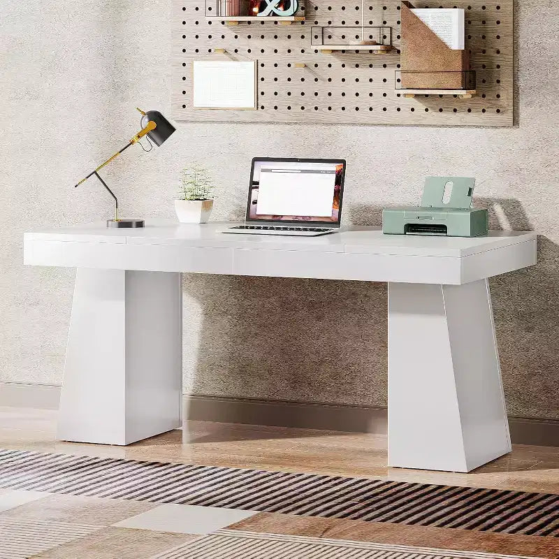 Bureau de direction Lantine de 140 cm avec double piètement trapèze