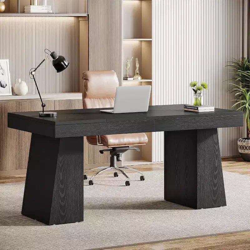 Bureau de direction Lantine de 140 cm avec double piètement trapèze