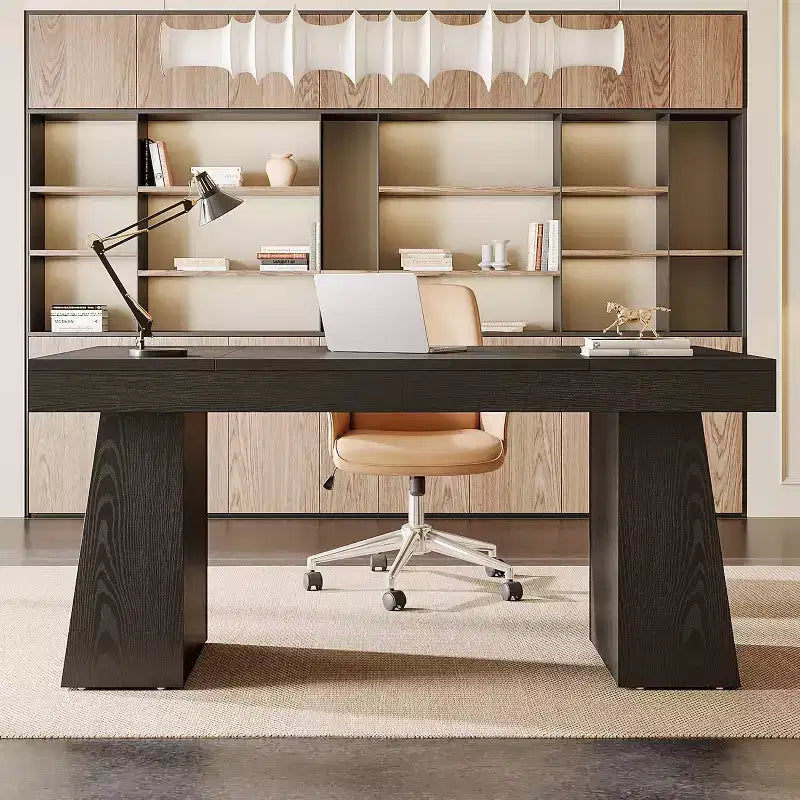 Bureau de direction Lantine de 140 cm avec double piètement trapèze