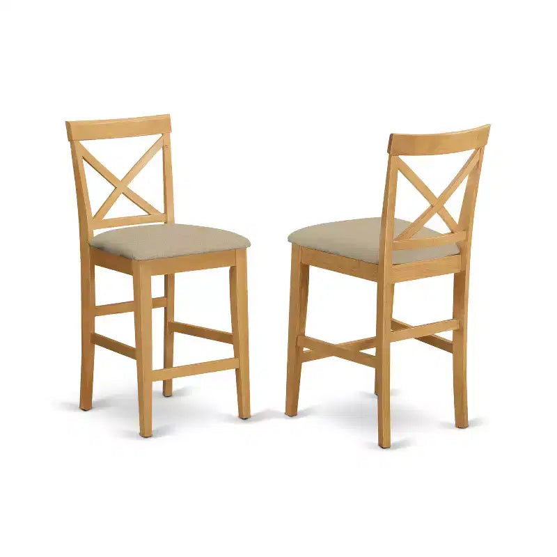 Tabouret de comptoir HomeStock Pub - Chaise de salle à manger hauteur bar en tissu lin