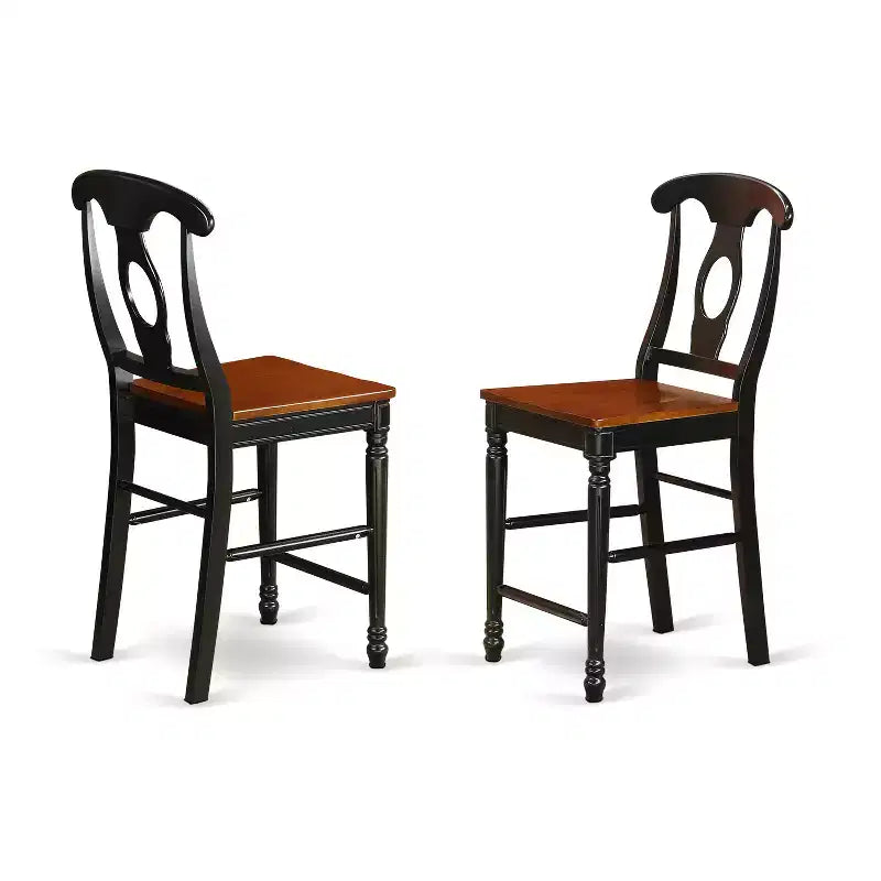 Tabourets de bar à hauteur de comptoir HomeStock – Assise en bois avec dossier