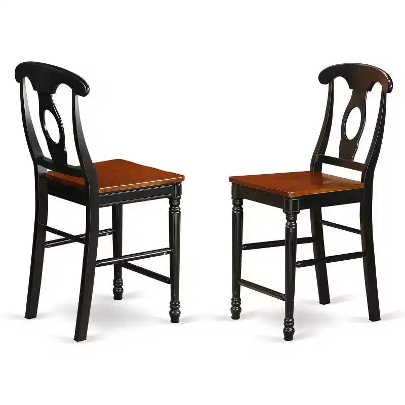 Tabourets de bar à hauteur de comptoir HomeStock – Assise en bois avec dossier