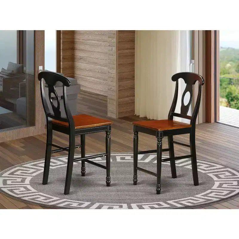 Tabourets de bar à hauteur de comptoir HomeStock – Assise en bois avec dossier