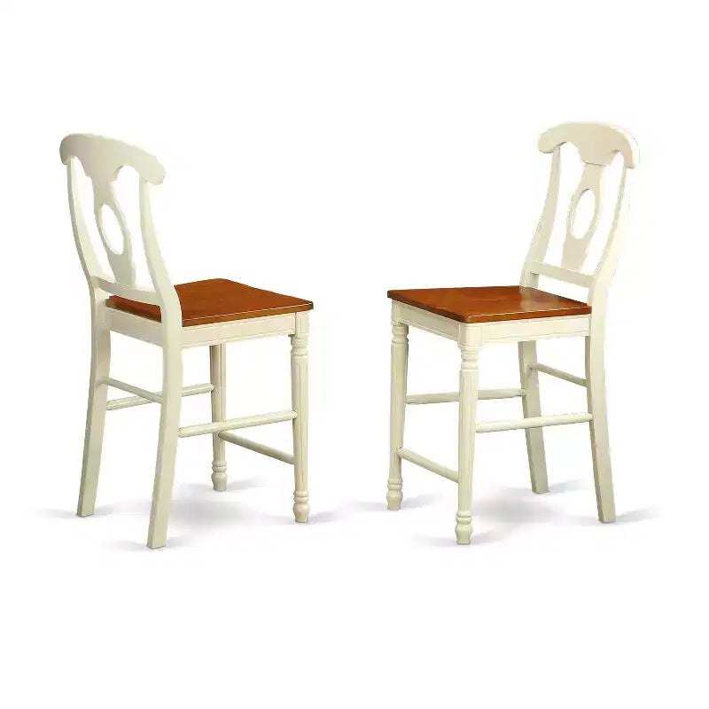 Tabourets de bar à hauteur de comptoir HomeStock – Assise en bois avec dossier