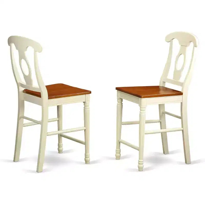 Tabourets de bar à hauteur de comptoir HomeStock – Assise en bois avec dossier