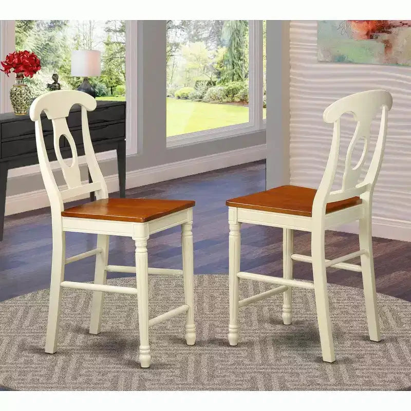 Tabourets de bar à hauteur de comptoir HomeStock – Assise en bois avec dossier