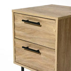 Table d'appoint et de chevet LuxenHome, style moderne du milieu du siècle, 53 cm, avec 2 tiroirs, pieds en métal, pour chambre à coucher et salon, marron