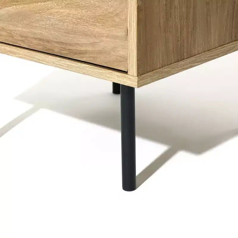 Table d'appoint et de chevet LuxenHome, style moderne du milieu du siècle, 53 cm, avec 2 tiroirs, pieds en métal, pour chambre à coucher et salon, marron