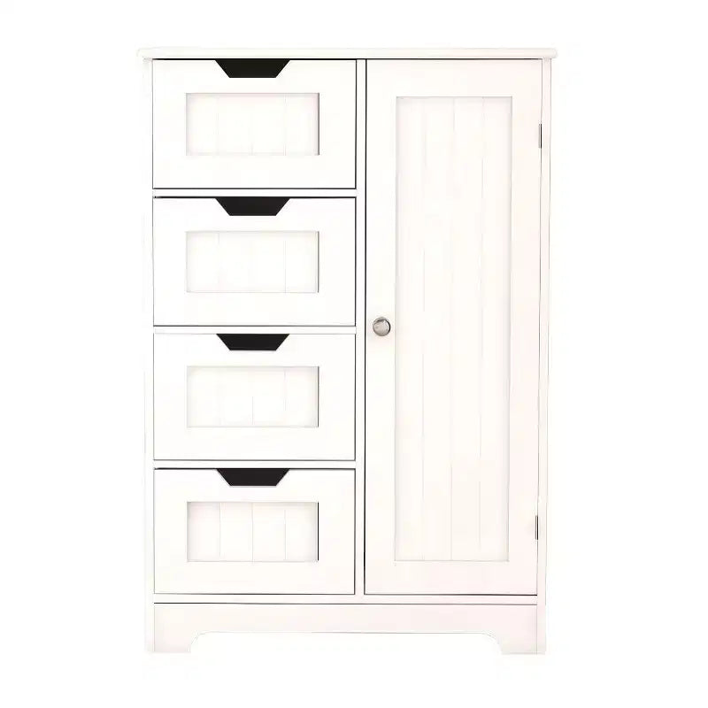 Meuble de rangement pour linge de maison AndMakers 22,5 po L. x 11,81 po P. x 32,68 po H, en bois blanc, avec 4 tiroirs et 1 porte