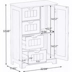 Meuble de rangement pour linge de maison AndMakers 22,5 po L. x 11,81 po P. x 32,68 po H, en bois blanc, avec 4 tiroirs et 1 porte