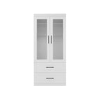 Keloyid White Wood 31.5 in. Armoire with 2 Drawers and 1 Shelves